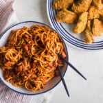 fish and spaghetti